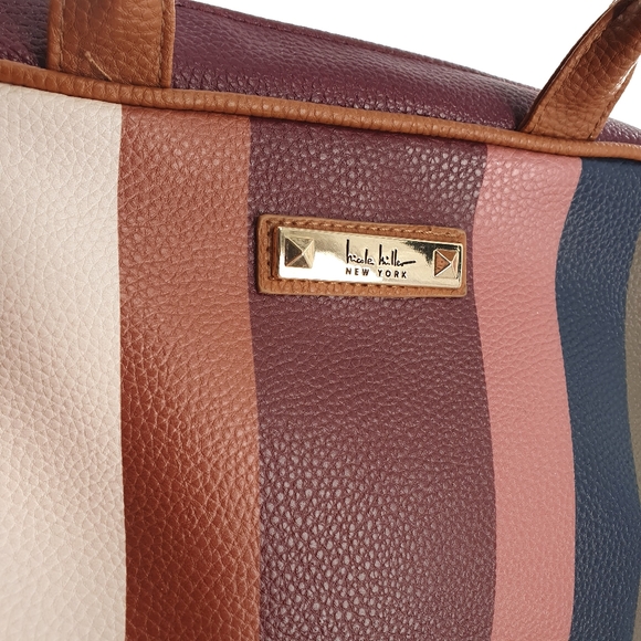 Nicole Miller Neutral Striped Zipper Cosmetic Bag - Picture 4 of 5